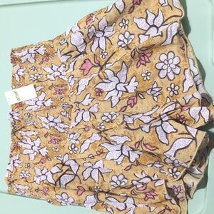 Aerie High Waist Floral Shorts - Tan and Pink